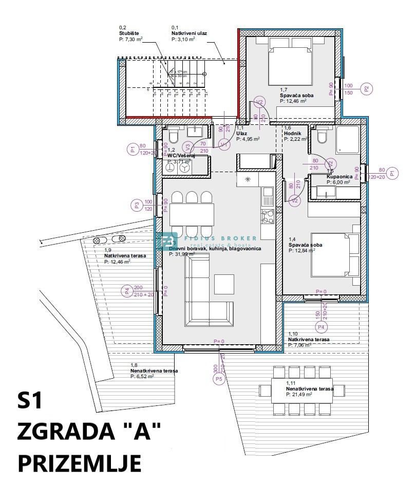 VODICE, novogradnja, vseljivo, 1. nadstropje, terasa, mirna lokacija
