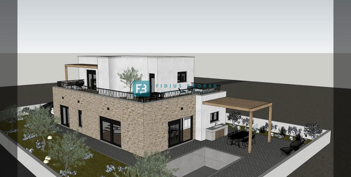 VODICE, nova, moderna samostojna hiša, bazen, garaža