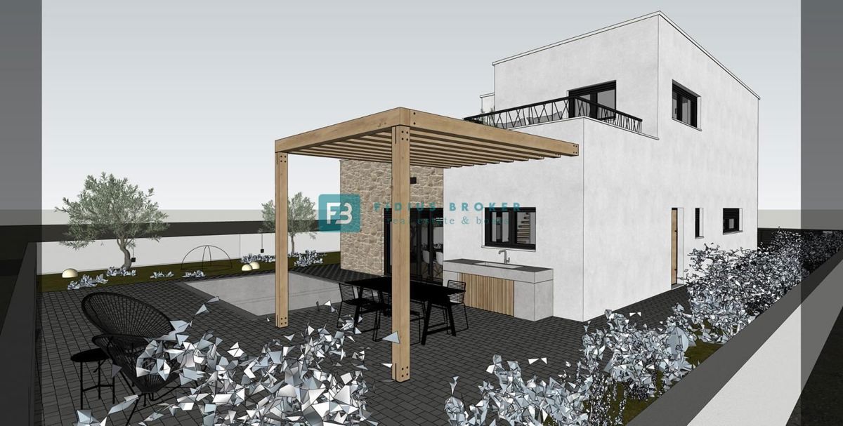 VODICE, nova, moderna samostojna hiša, bazen, garaža