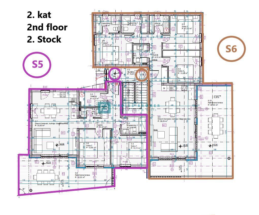 TRIBUNJ, novogradnja, 2. nad., 350 m od morja, terasa