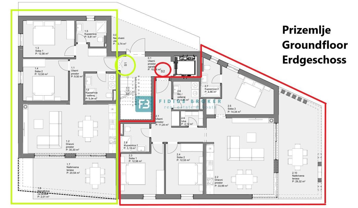 TRIBUNJ, novogradnja, pritličje + vrt 250 m2, 500 m do morja