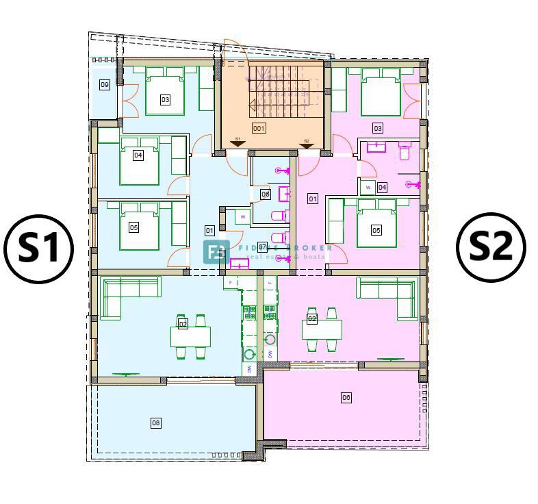 VODICE, novogradnja, 300 m od plaže, pritličje, vrt 121 m2