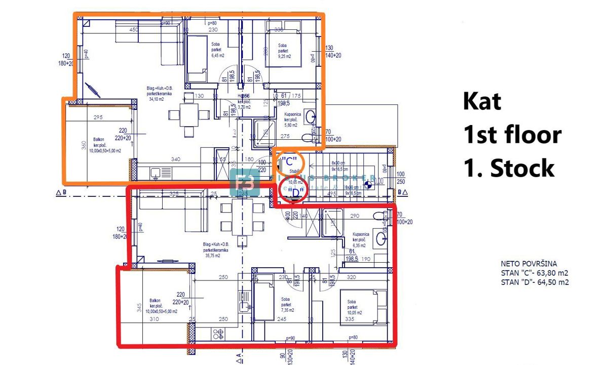 Apartmaj Brodarica, Šibenik - Okolica, 63,80m2