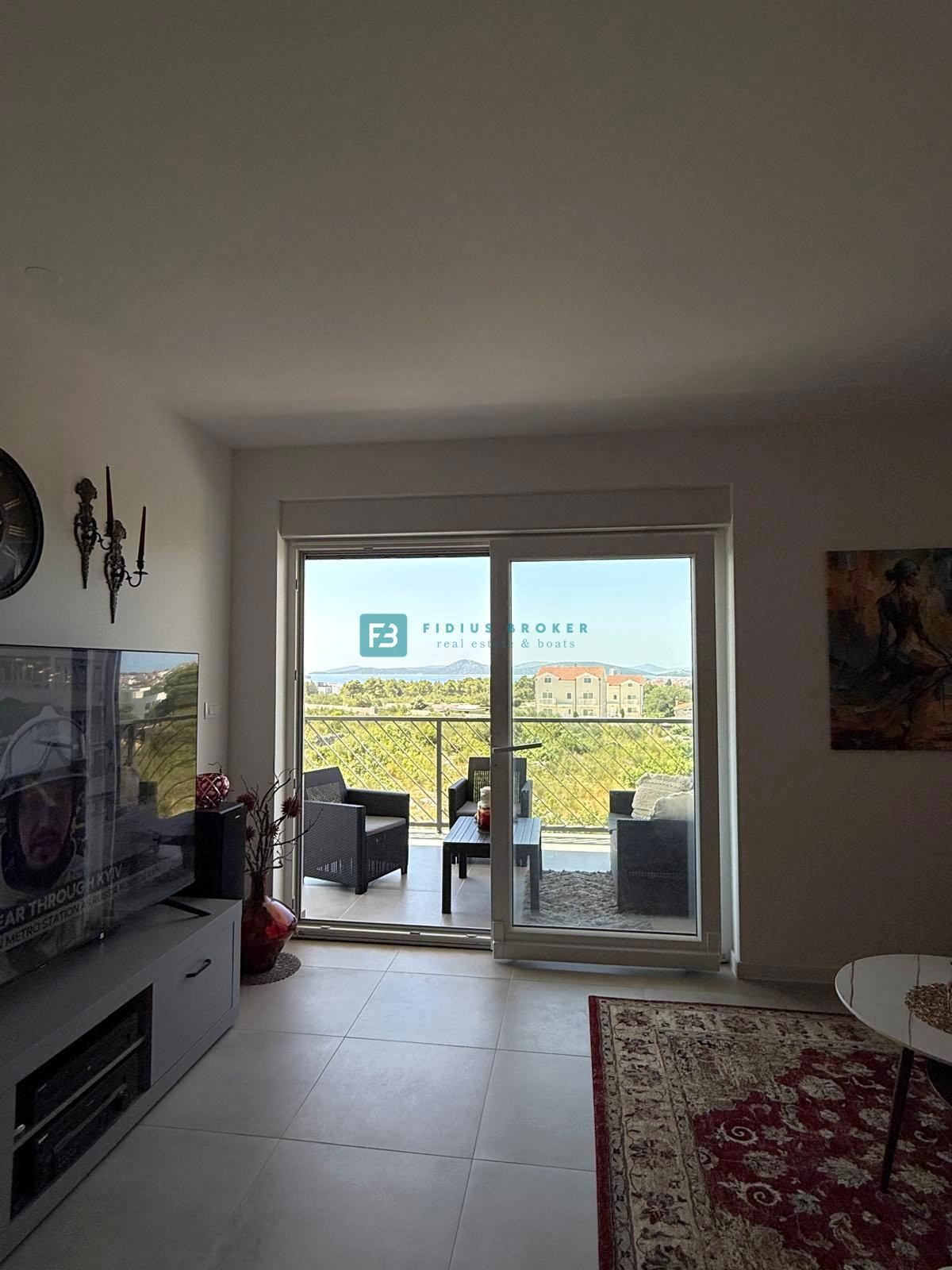 VODICE, novo, moderno opremljeno stanovanje, pogled na morje, terasa