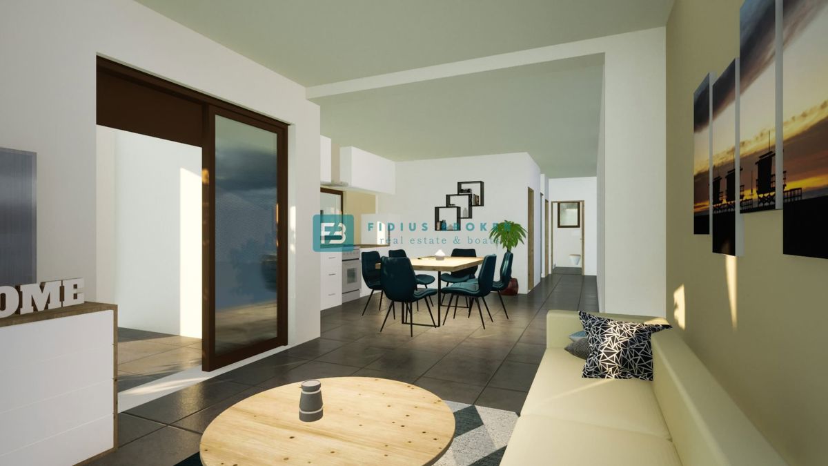 VODICE, novogradnja, 1. nadstropje, 2 spalnici, terasa 25 m2, shramba