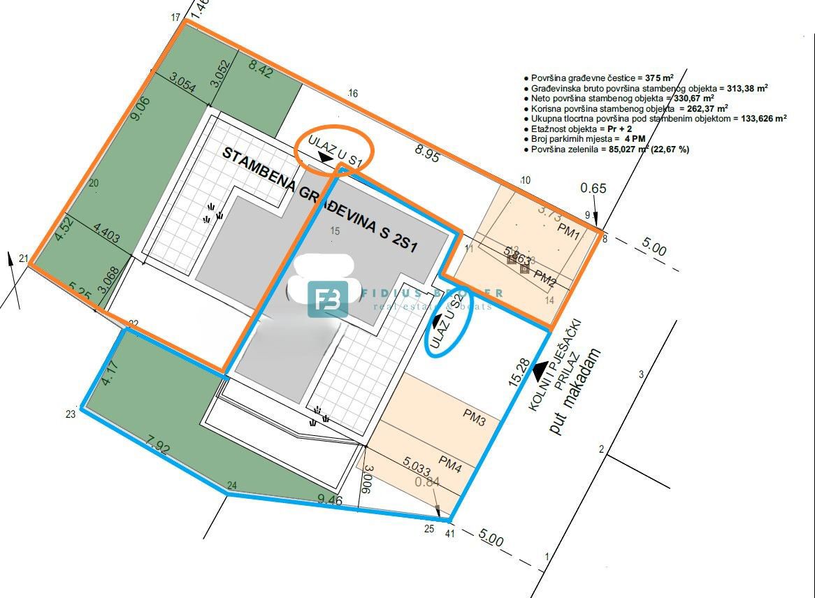 SRIMA, nova, opremljena polsamostojna hiša, 300 m do plaže, pogled na morje