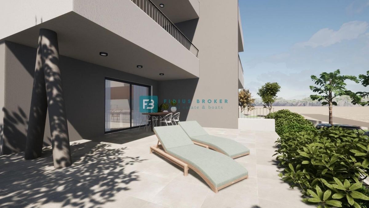 VODICE, novogradnja, dvoetažno stanovanje, pogled na morje, strešna terasa