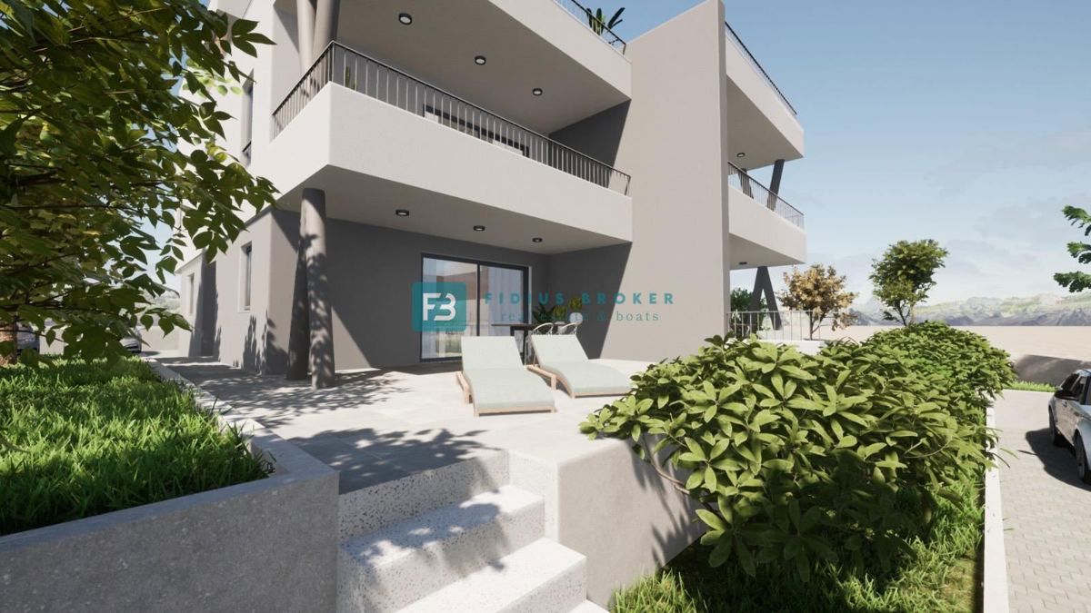 VODICE, novogradnja, dvoetažno stanovanje, pogled na morje, strešna terasa