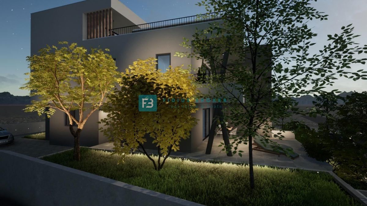 VODICE, novogradnja, dvoetažno stanovanje, pogled na morje, strešna terasa