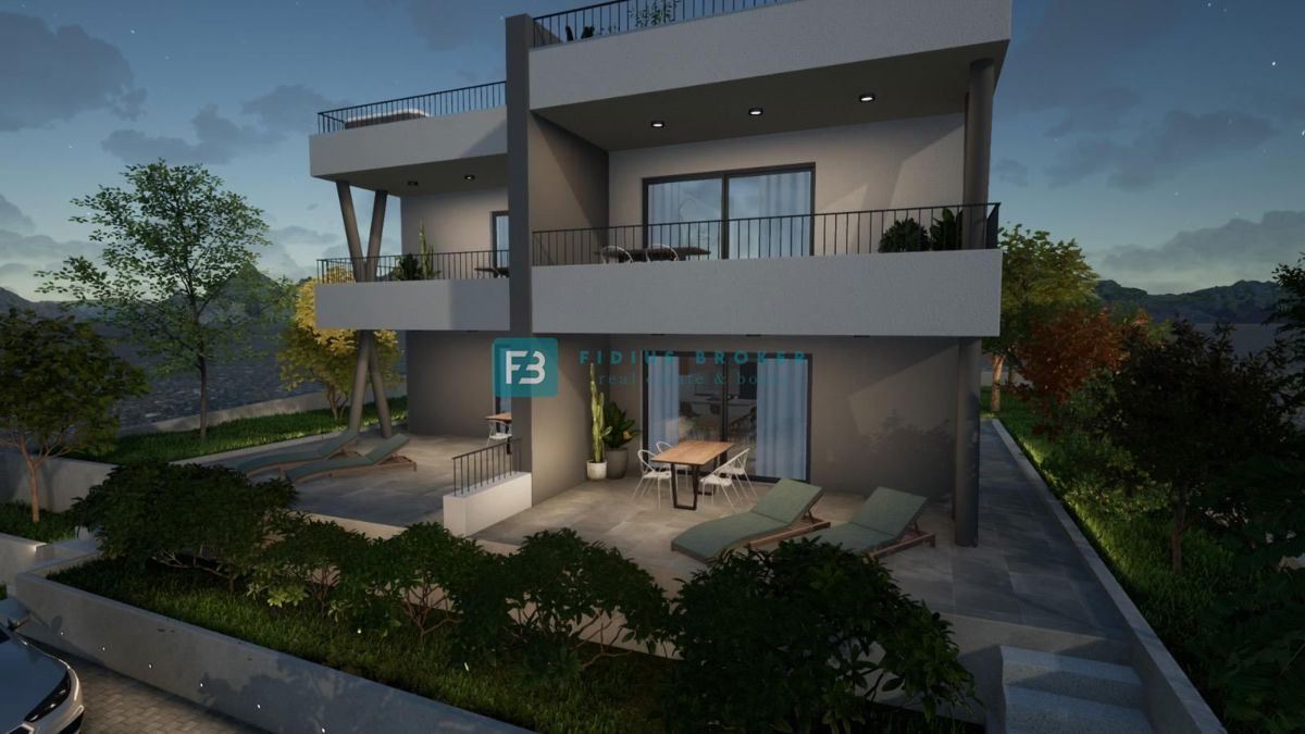 VODICE, novogradnja, dvoetažno stanovanje, pogled na morje, strešna terasa