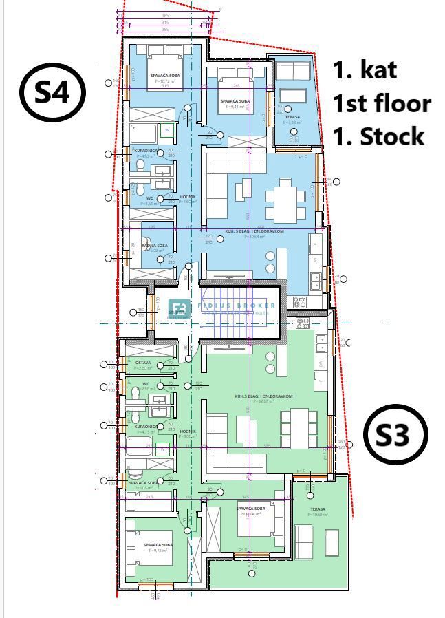 VODICE, novogradnja, 1. nadstropje, 2 spalnici, mirna lokacija