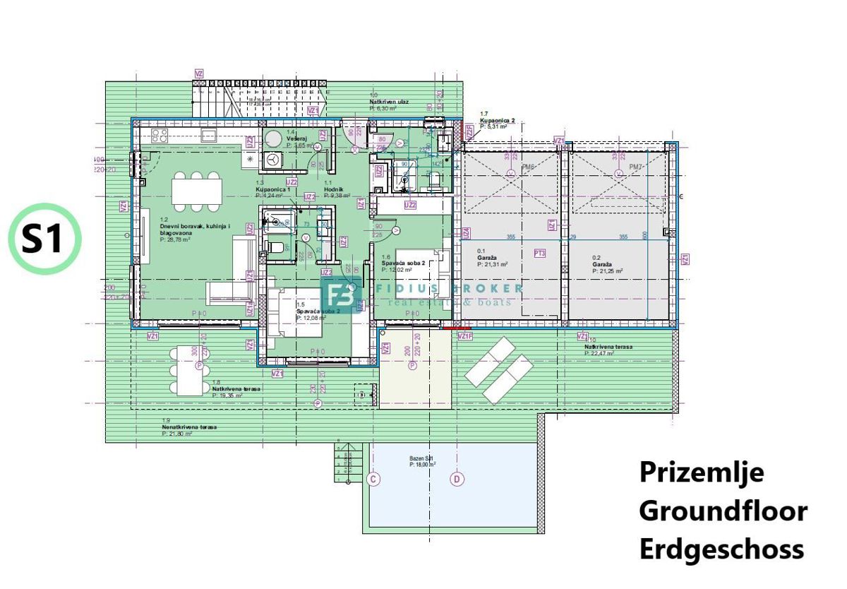 TRIBUNJ, nov projekt, luksuzno stanovanje, pritličje, bazen, vrt 100 m2