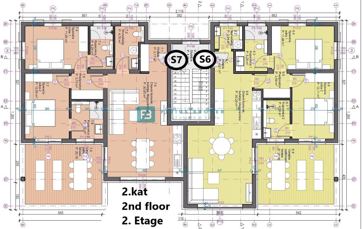 VODICE, novo, 2. nadstropje, dokončano, panoramski pogled na morje, 2 shrambi