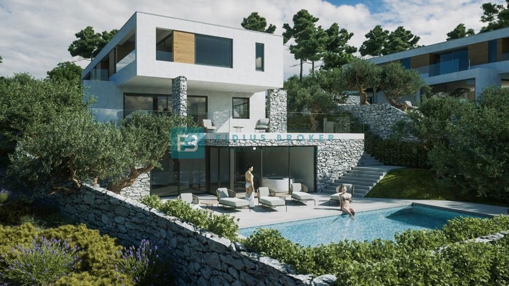 VODICE, nov projekt, moderna vila, bazen, wellness, panoramski razgled, V1