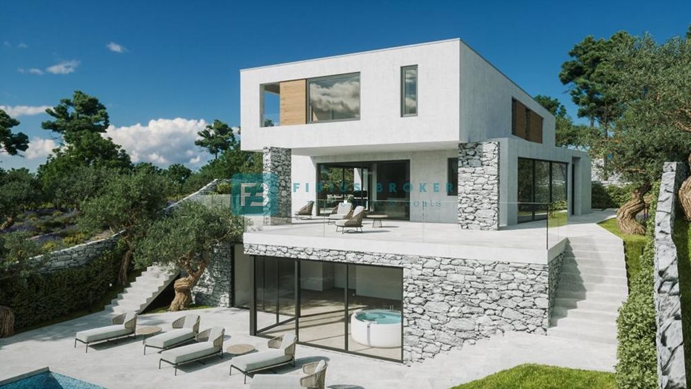 VODICE, nov projekt, moderna vila, bazen, wellness, panoramski razgled, V1
