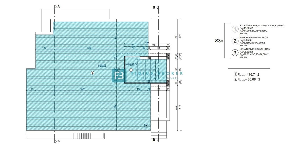 VODICE, novo, razgled, 350 m od morja, strešna terasa 127 m2