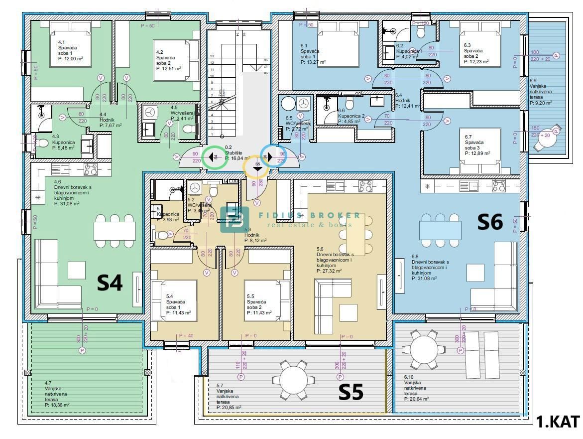 VODICE, novogradnja, 2. nadstropje, pogled na morje, 3 spalnice, 2 parkirni mesti