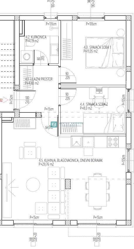 VODICE, nov projekt, pritličje, vrt 95 m2, mirna lokacija