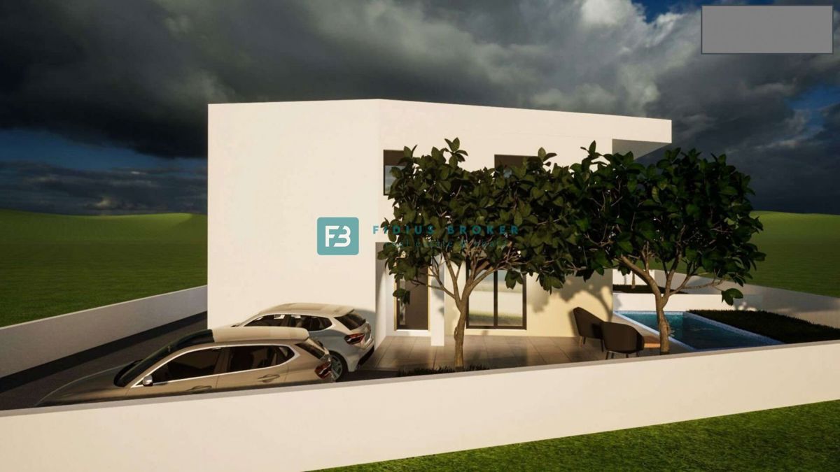 VODICE, novogradnja, moderna polsamostojna hiša, bazen, vrt 145 m2, S2