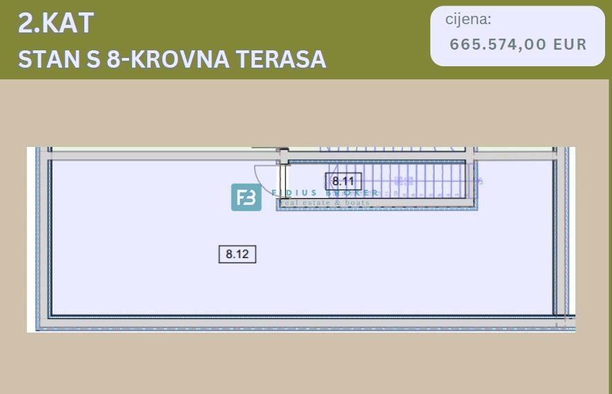 VODICE - SRIMA, novo, vrhunska lokacija, 80 m od morja, strešna terasa, panoramski razgled, 3 spalnice