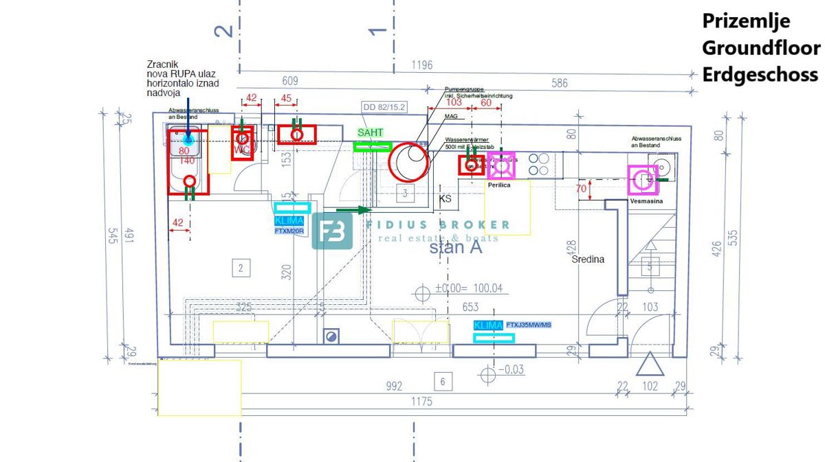 VODICE, nova, luksuzno opremljena hiša, strogi center, 150 m do obale, 4 ločena apartmaja