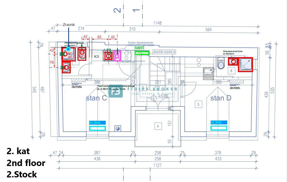 VODICE, nova, luksuzno opremljena hiša, strogi center, 150 m do obale, 4 ločena apartmaja