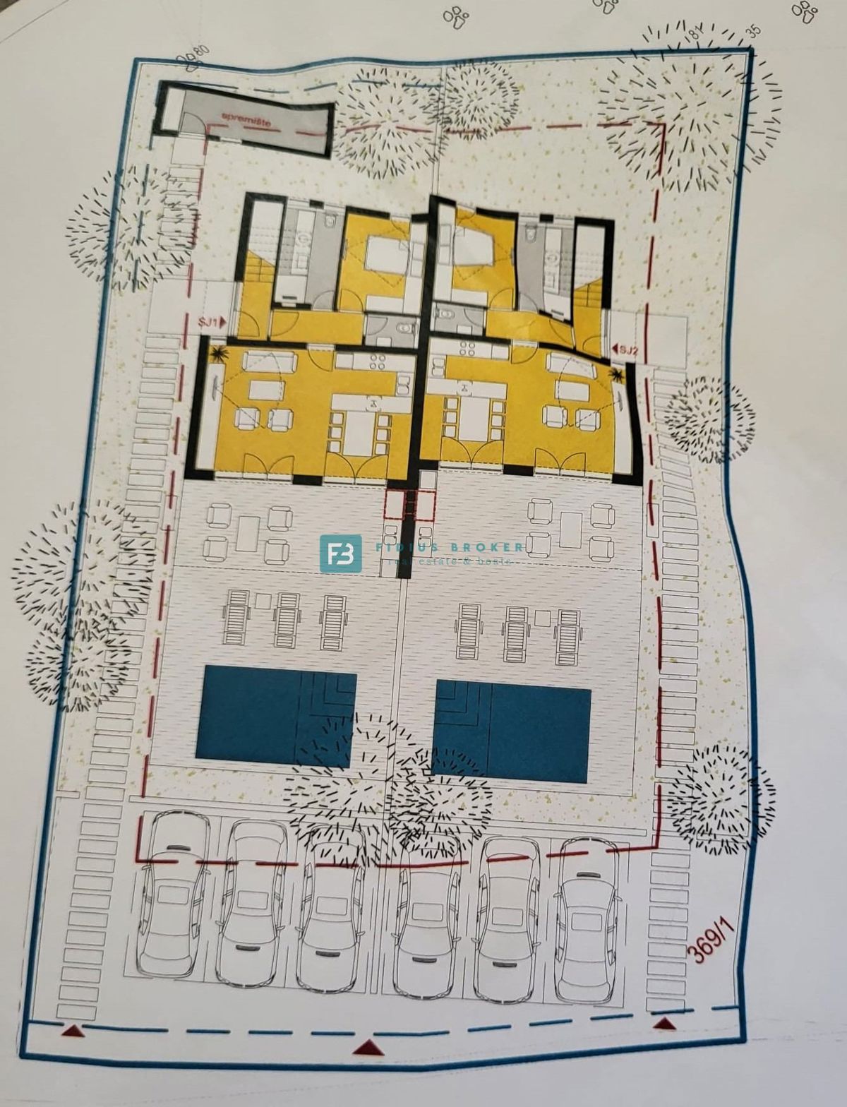 TRIBUNJ, nova, dvojček, panoramski pogled na morje, bazen