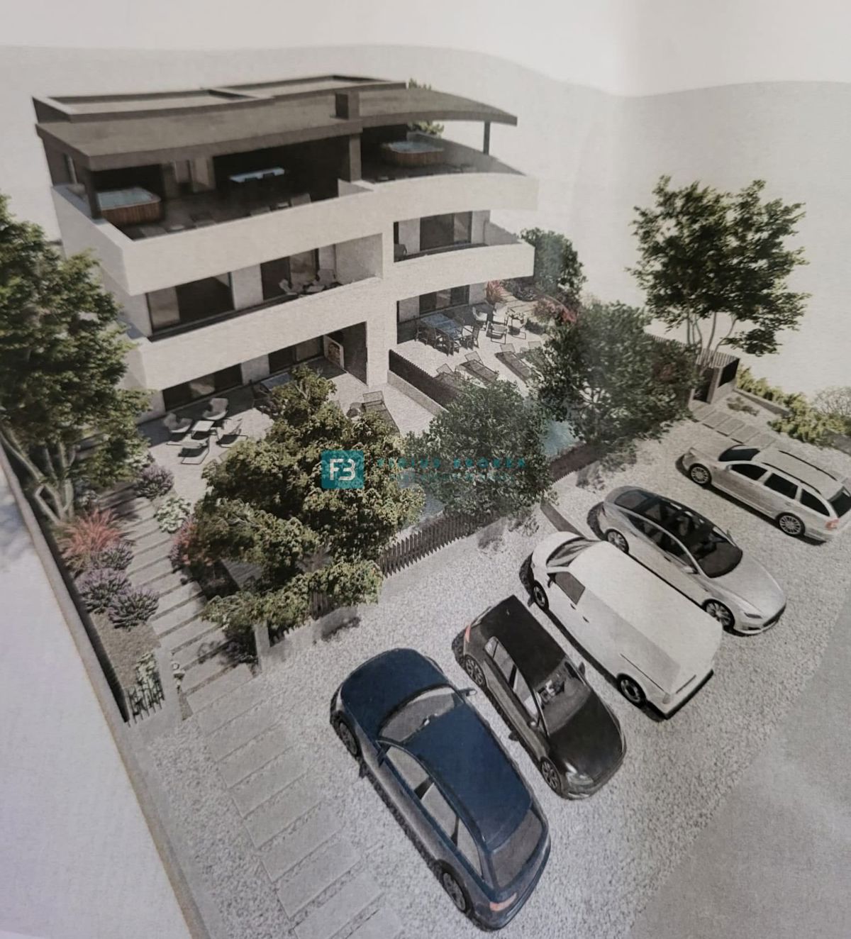 TRIBUNJ, nova, dvojček, panoramski pogled na morje, bazen