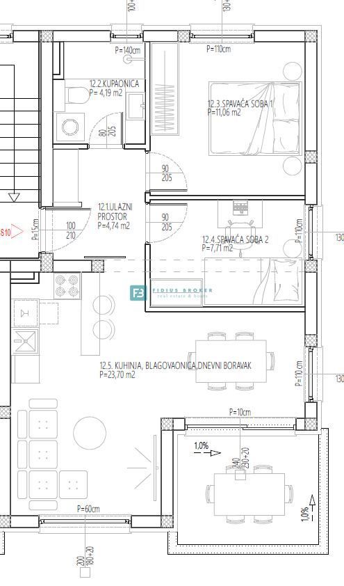 VODICE, nov projekt, 2. nadstropje, 2 spalnici, pogled na morje