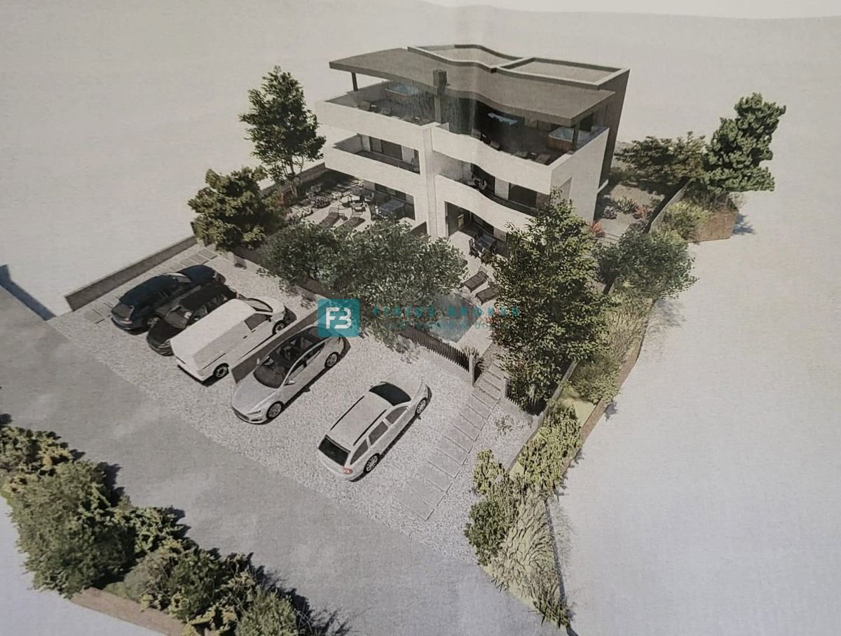 TRIBUNJ, nova, dvojček, panoramski pogled na morje, bazen