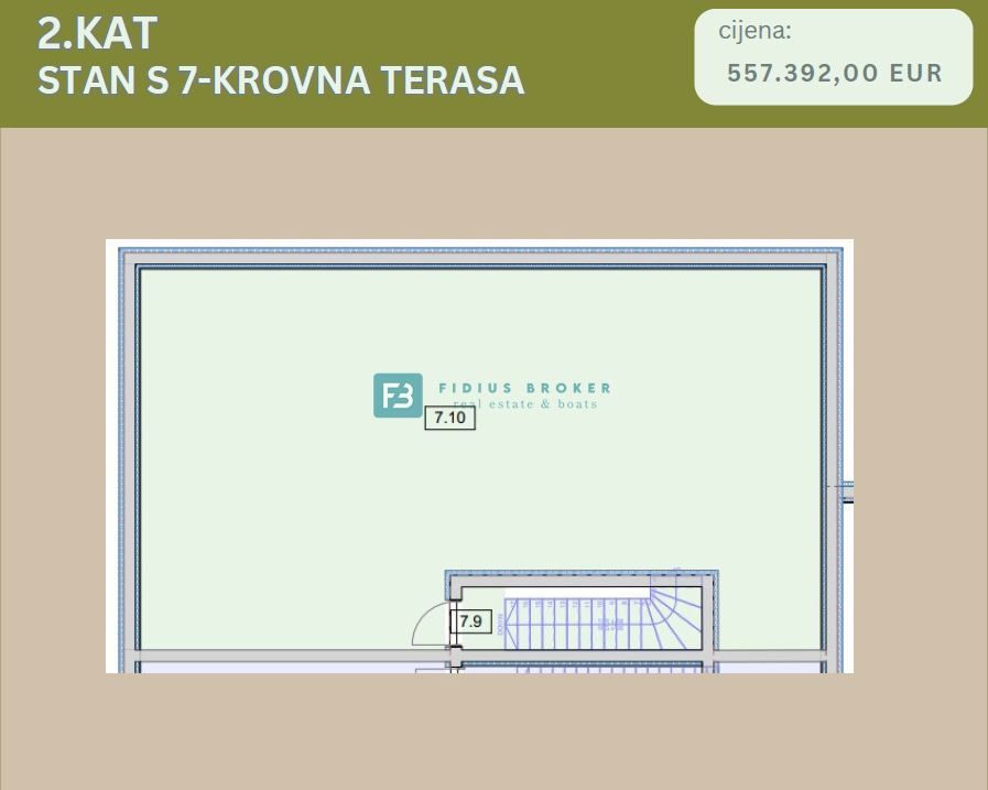 VODICE - SRIMA, novo, vrhunska lokacija, 80 m od morja, strešna terasa, panoramski razgled