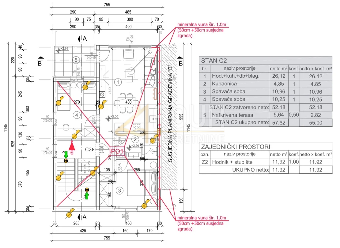Stanovanje Štinjan, Pula, 55m2