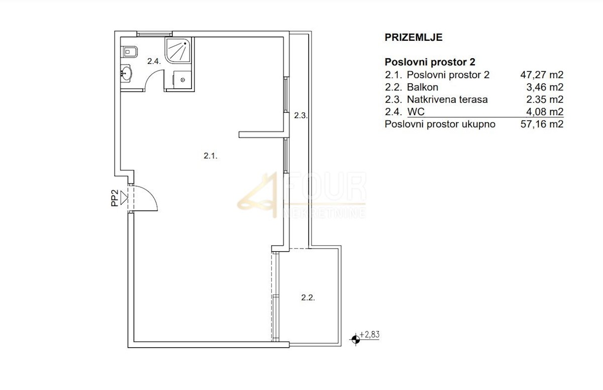 Poslovni prostor Zamet, Rijeka, 57,16m2