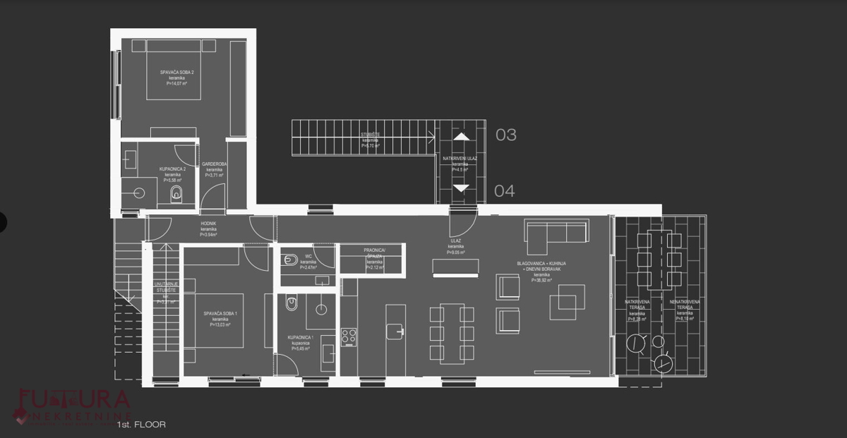 ZADAR - UGLJAN, STAN 125,87 M2, PRODAJA, STREŠNA TERASA, NOVO, RAZGLED, PRVA VRSTA!!!