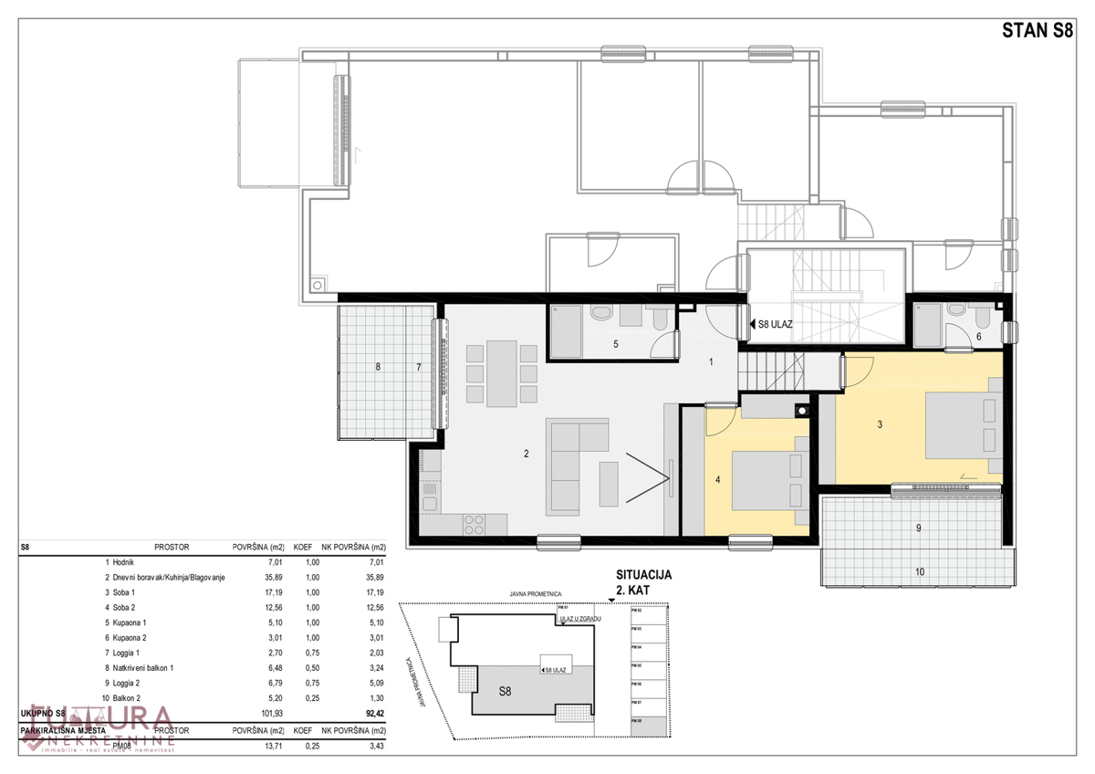 PAG - MANDRE, STAN 131,72 M2, PRODAJA, PRVA VRSTA, ODPRT RAZGLED, VRT, STREŠNA TERASA!!!