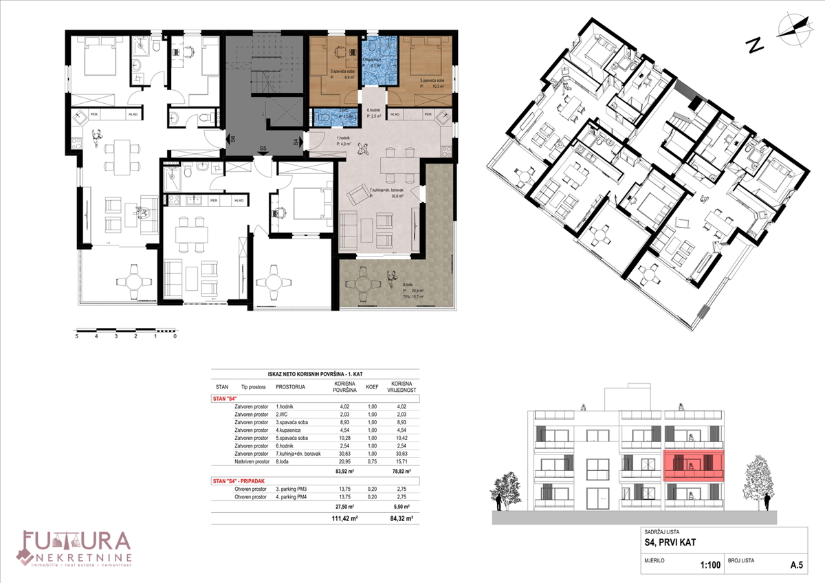 ZADAR - CRVENE KUĆE, STANOVANJE 84,32 M2, PRODAJA, NOVO, LOKACIJA!
