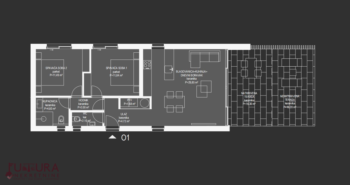 ZADAR - UGLJAN, STAN 100,68 M2, PRODAJA, NOVO, VRT, PRVA VRSTA, POGLED!!!