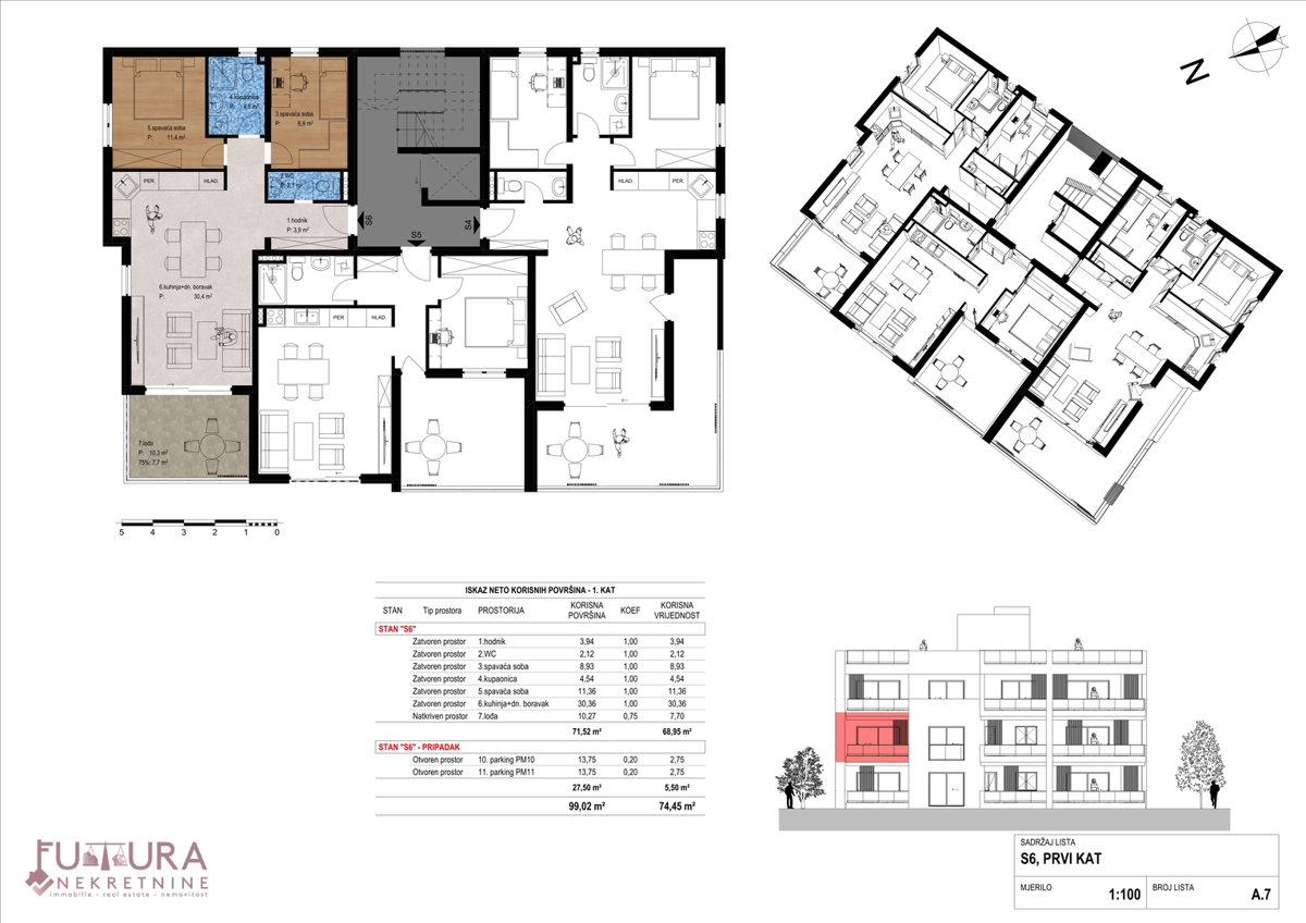 ZADAR - CRVENE KUĆE, STANOVANJE 74,45 M2, PRODAJA, NOVO, LOKACIJA!