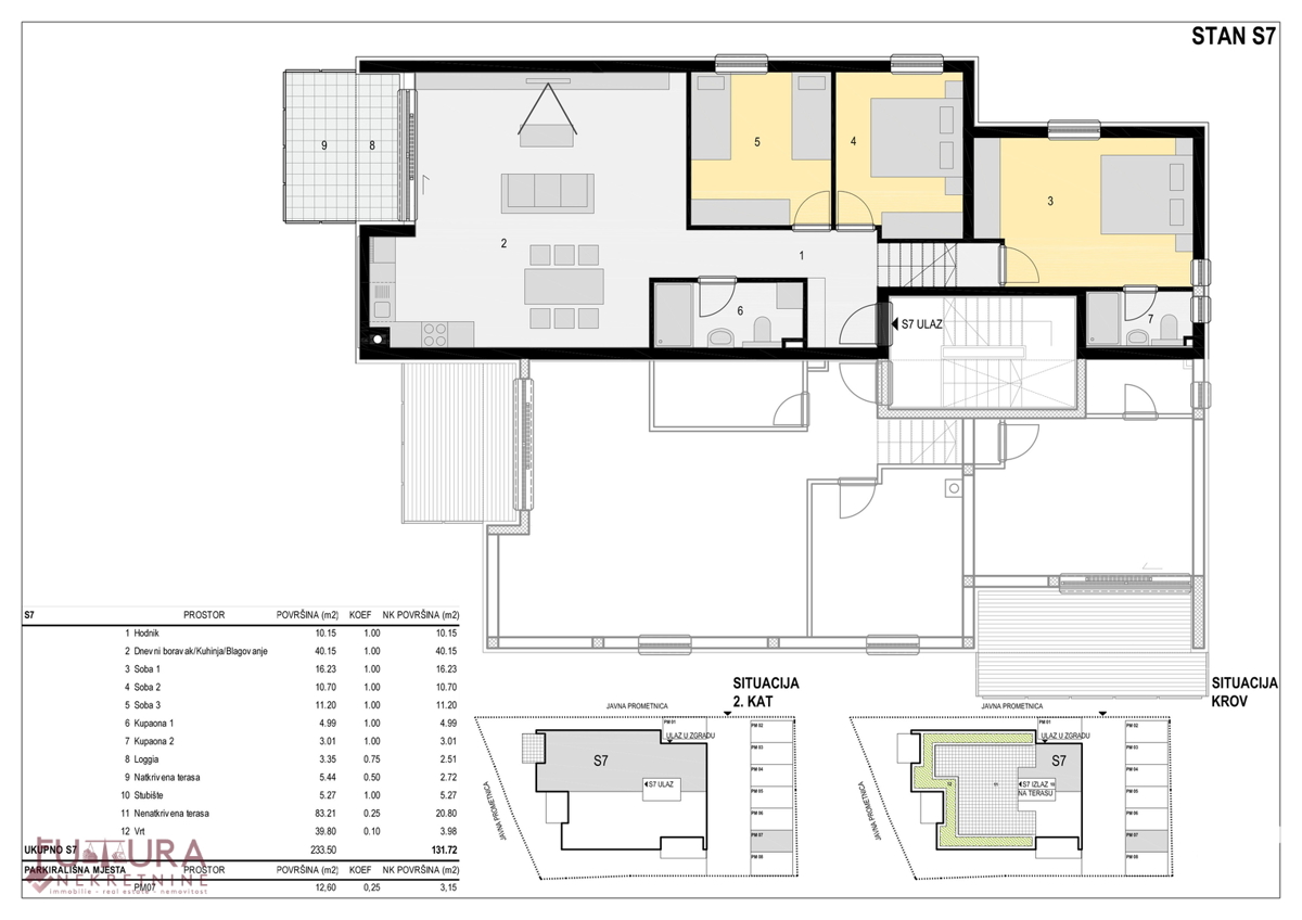 PAG - MANDRE, STAN 131,72 M2, PRODAJA, PRVA VRSTA, ODPRT RAZGLED, VRT, STREŠNA TERASA!!!