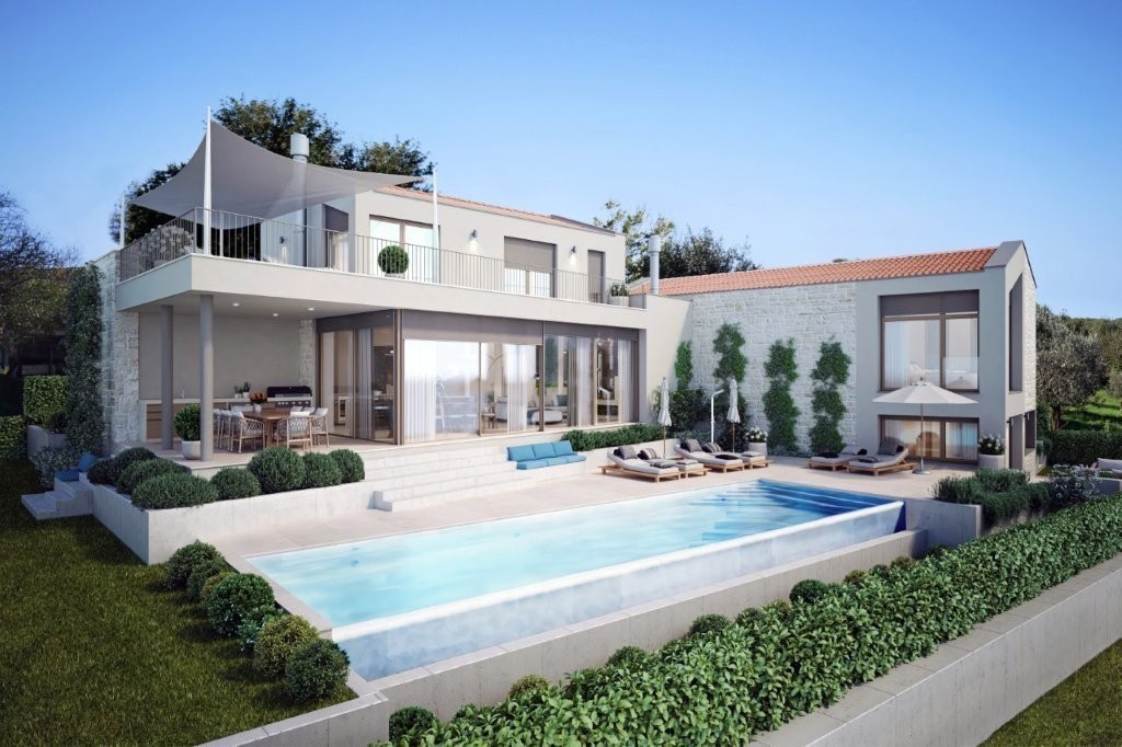 Luksuzna vila v gradnji Poreč – odprt pogled na naravo in morje