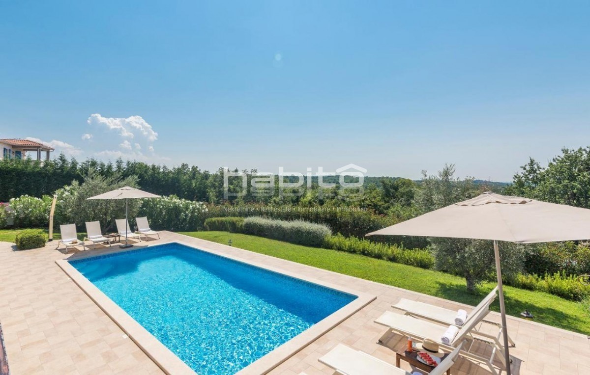 Poreč, Višnjan - Kamnita vila s pogledom na morje, bazenom in jacuzzijem