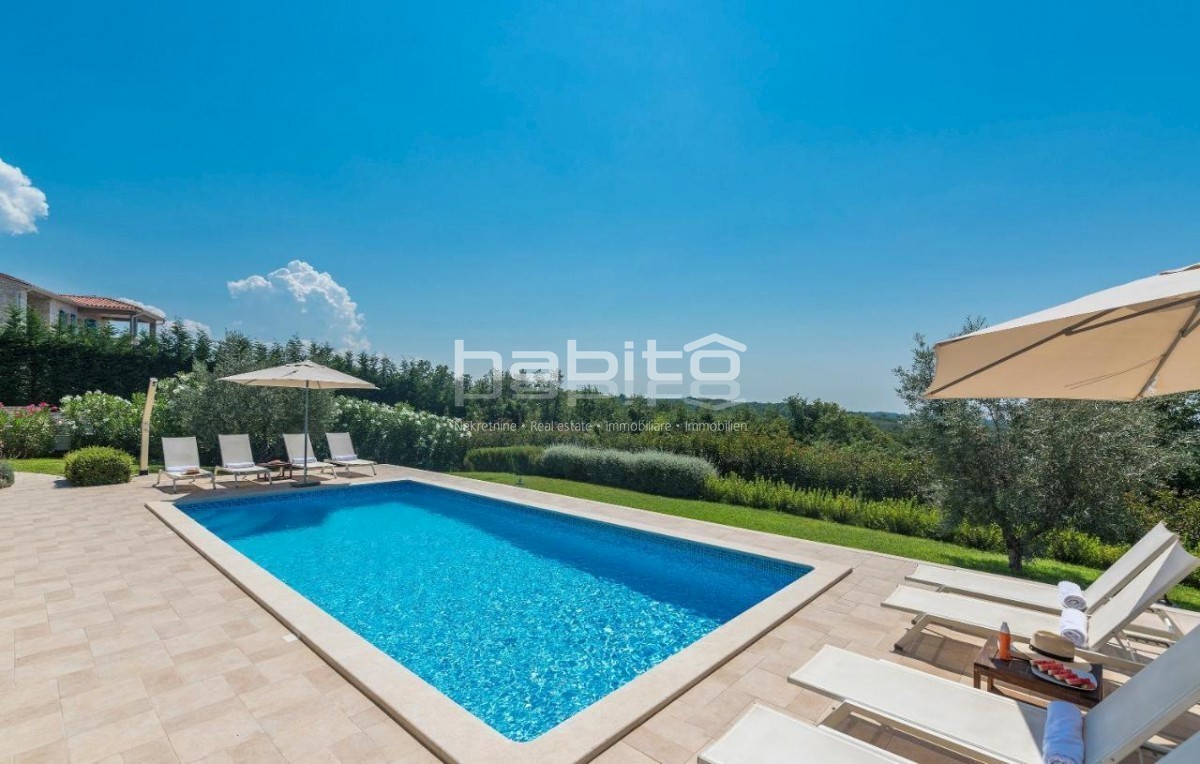 Poreč, Višnjan - Kamnita vila s pogledom na morje, bazenom in jacuzzijem