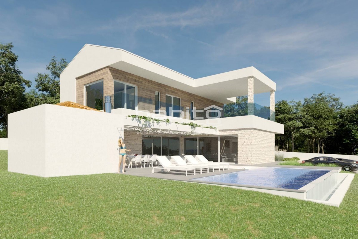 Poreč, Kaštelir - POGLED NA MORJE! Prodamo zazidljivo zemljišče z dovoljenjem za vilo z bazenom.