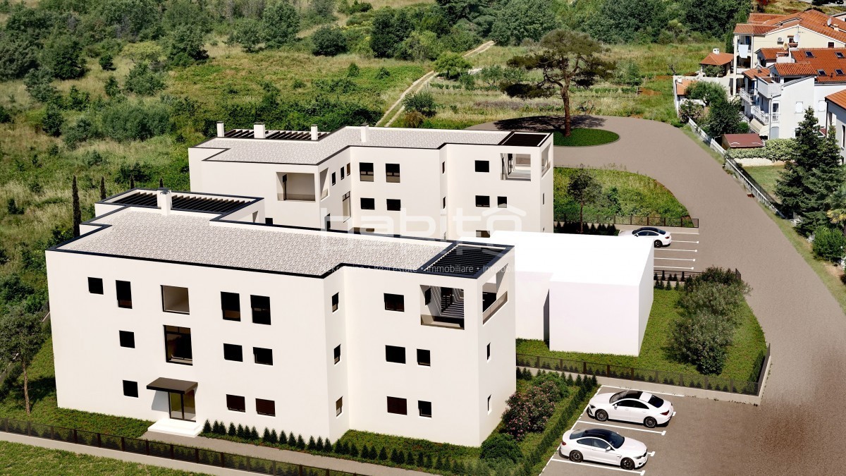 Poreč, stanovanje v gradnji 85 m2 z vrtom 147 m2, 1500 m od morja