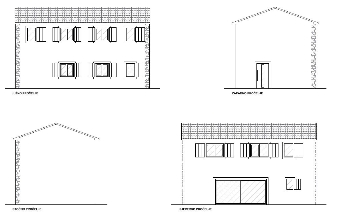 Kamnita hiša s projektom za vilo z bazenom – 250m od centra, 10km od morja