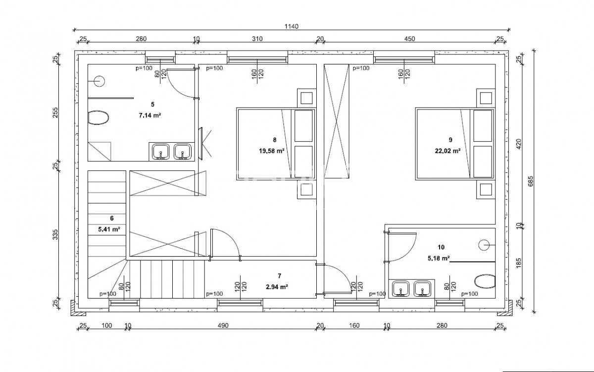Kamnita hiša s projektom za vilo z bazenom – 250m od centra, 10km od morja