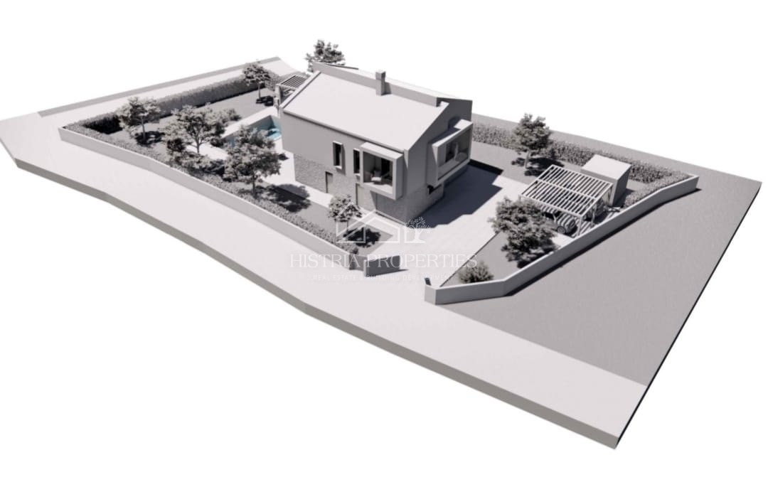 Zemljišče z gradbenim dovoljenjem v mirni istrski vasi, pripravljeno za gradnjo