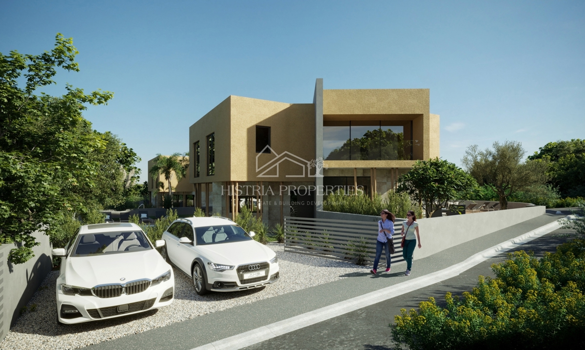 Moderna hiša z bazenom osupljive arhitekturne izraznosti v bližini Novigrada