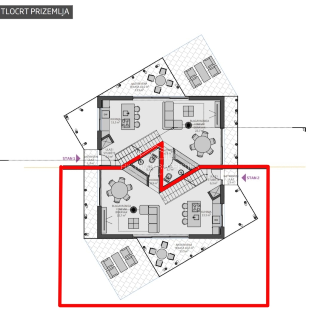 Moderna hiša z bazenom osupljive arhitekturne izraznosti v bližini Novigrada
