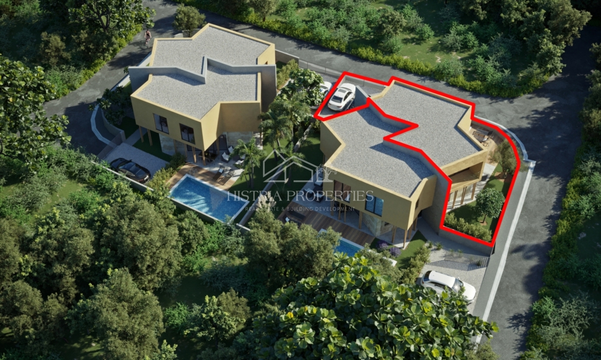 Moderna hiša z bazenom osupljive arhitekturne izraznosti v bližini Novigrada